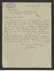 Nachlass Franz Steindachner, Brief von A. H. Fassl an Franz Steindachner (22.07.1912), Inv.Nr. 127.01, Seite 1
